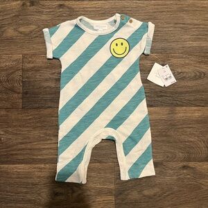 Teal and White Striped Kids onesie